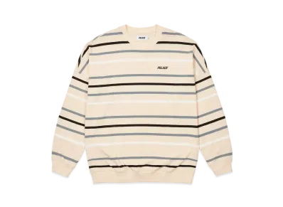 PALACE STRIPE DROP SHOULDER CREW "Stone"