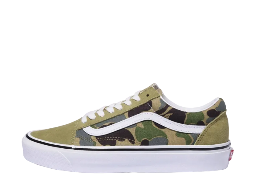 ア ベイジング エイプ × バンズ ABC カモ オールドスクール "グリーン"