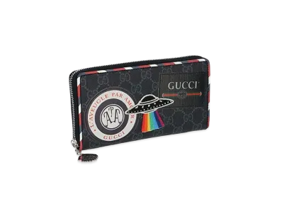 GUCCI Night Courrier GG Supreme Zip Around Wallet "Black"