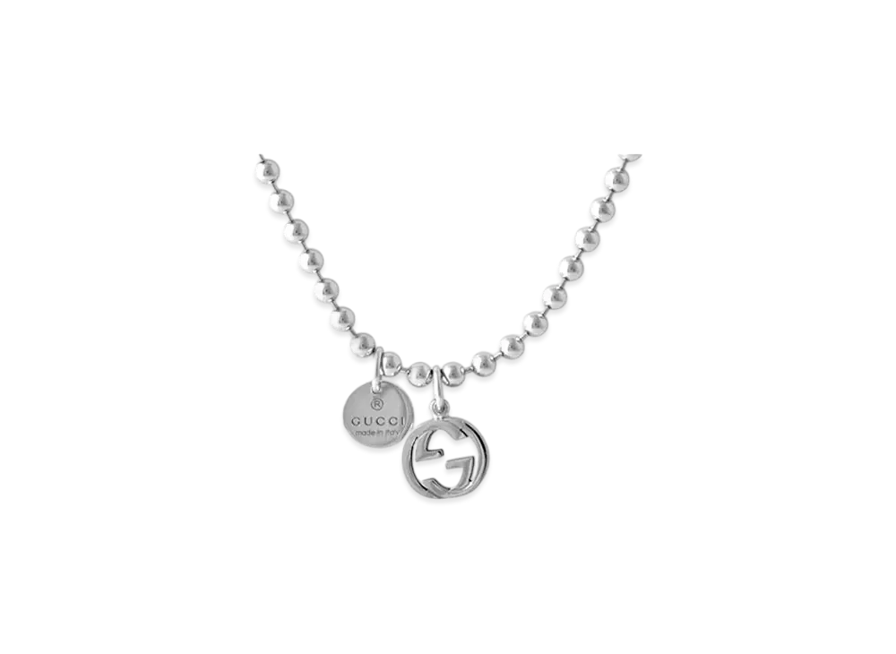 GUCCI Interlocking G Ball Chain Necklace "Silver"