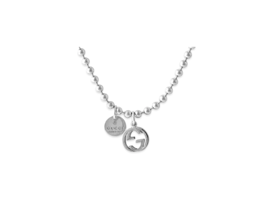 GUCCI Interlocking G Ball Chain Necklace "Silver"