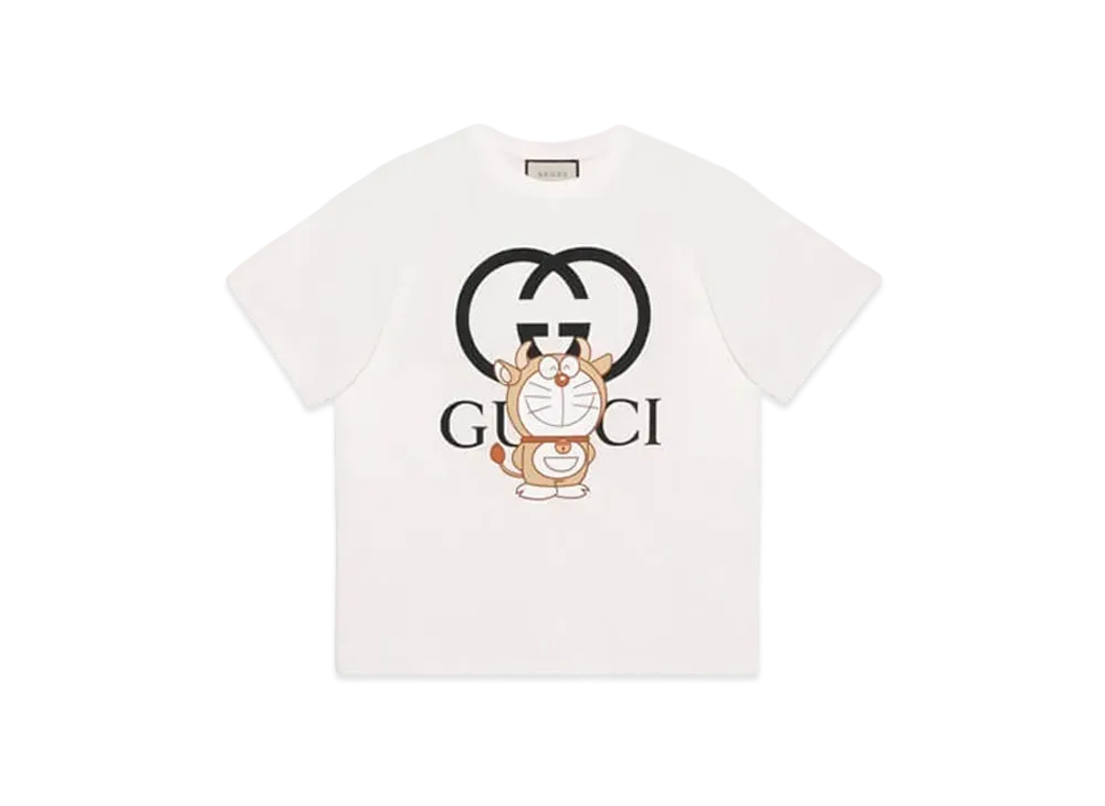 グッチ x ドラえもん Tシャツ 牛ドラ "ホワイト" 616036 XJDEY 9791