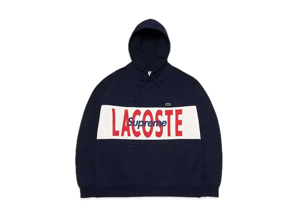 Supreme / Lacoste Logo Panel Hooded Sweatshirt "Navy"