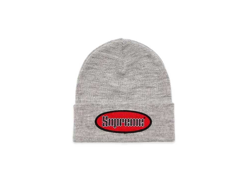 Supreme Oval Patch Beanie "Heather Grey"