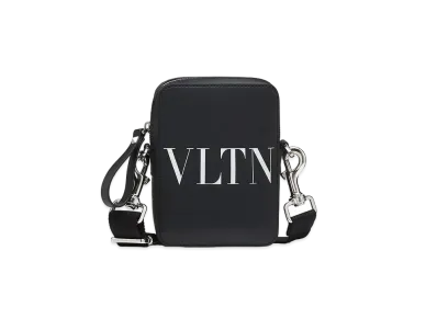 Valentino VLTN Leather Small Crossbody Bag "Black/White"