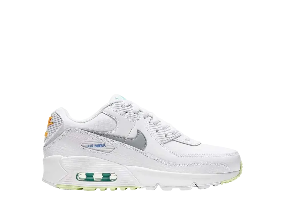 ナイキ GS エアマックス90 "ホワイト/レーザーオレンジ/オーロラ"
