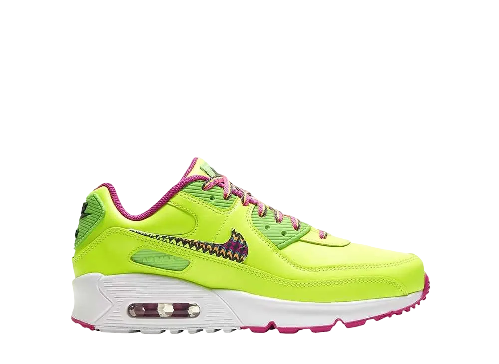 Nike GS Air Max 90 Leather "Volt/Fire Pink"
