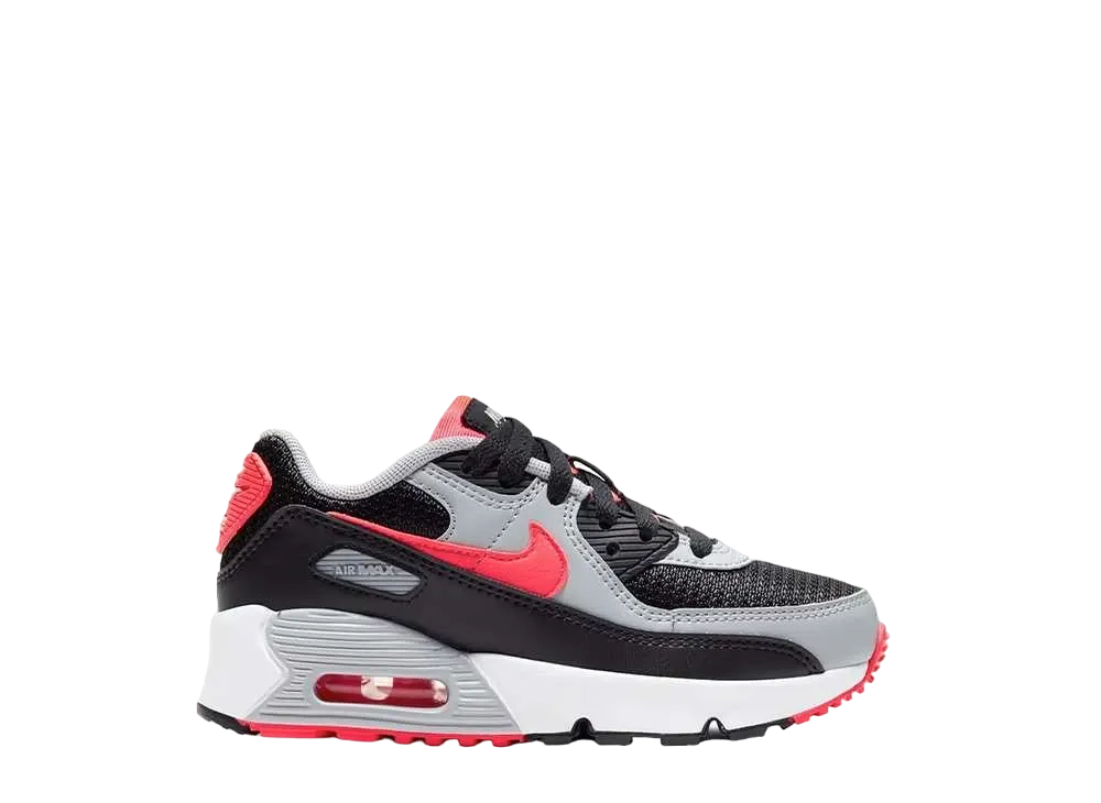 ナイキ PS エアマックス90 "ブラック レイディアントレッド/ウルフグレー"(キッズ)