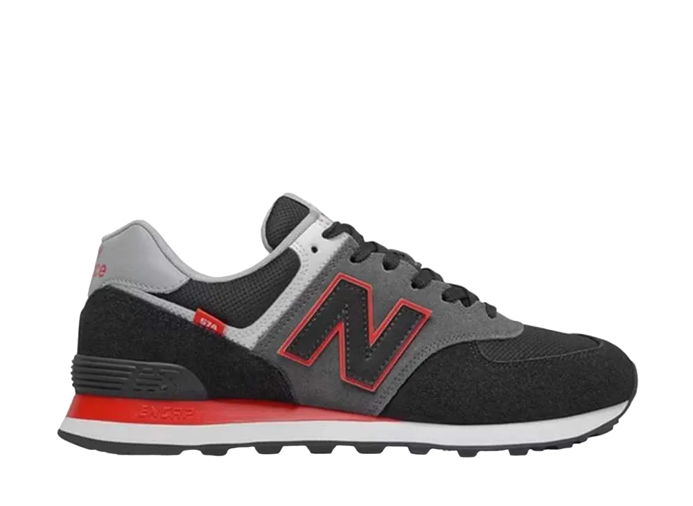 ニューバランス 574 "ブラック グレー ベロシティ レッド"