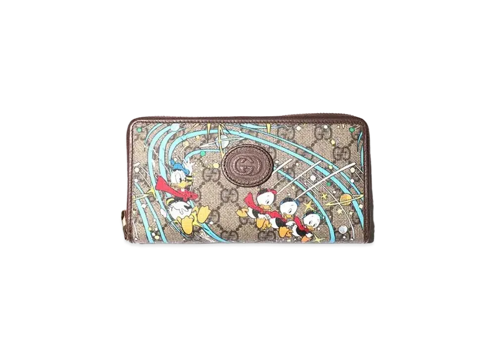 グッチ x ディズニー ドナルドダック GGスプリーム ジップアラウンドウォレット 647940 2M1AT 8679