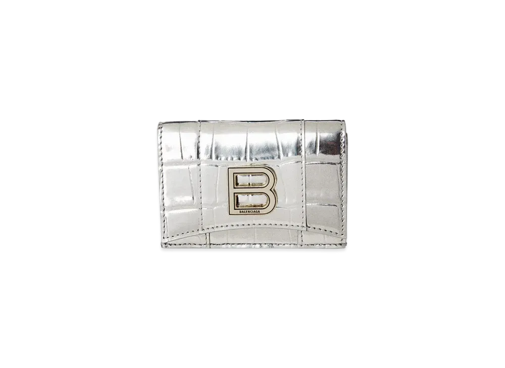 BALENCIAGA Hourglass Mini Wallet "Silver"