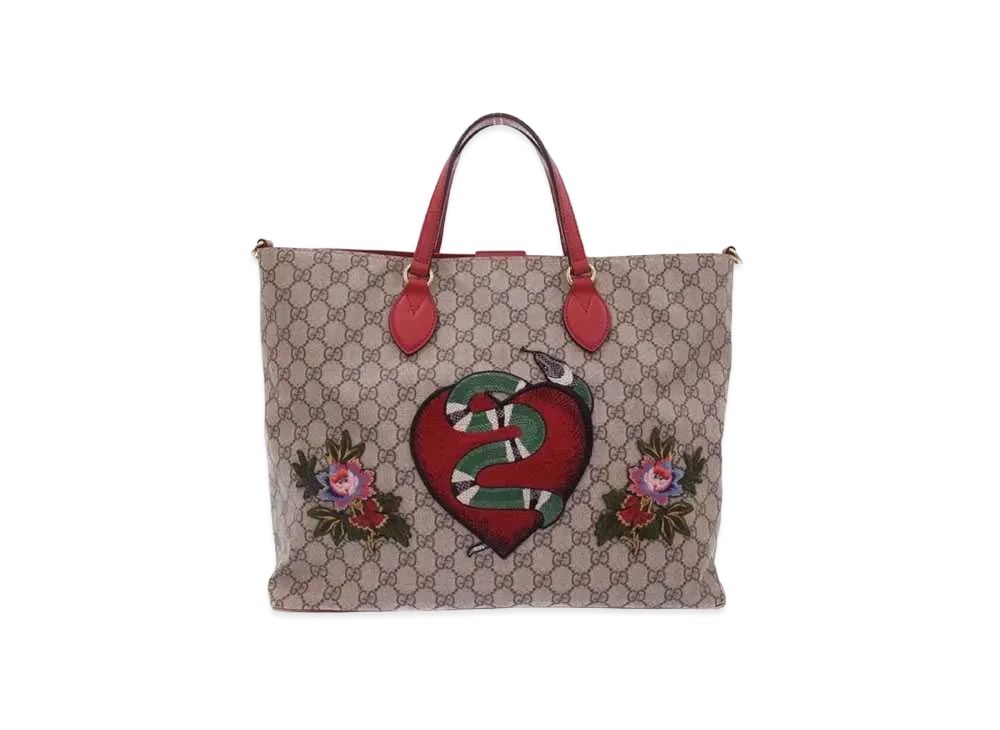GUCCI Soft GG Supreme Snake Heart Tote Bag