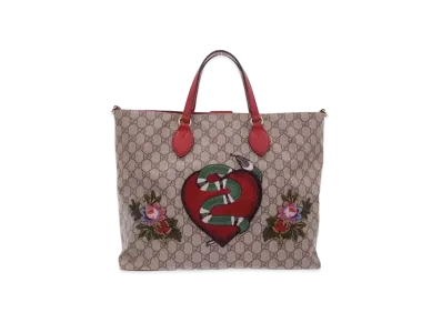 GUCCI Soft GG Supreme Snake Heart Tote Bag