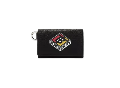BURBERRY Finn Patches Grainy Leather Wallet "Black"