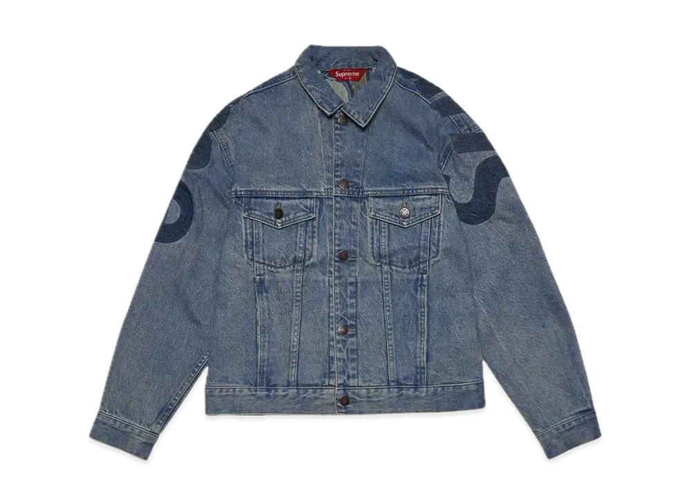 Supreme Inset Logo Denim Trucker Jacket "Blue"