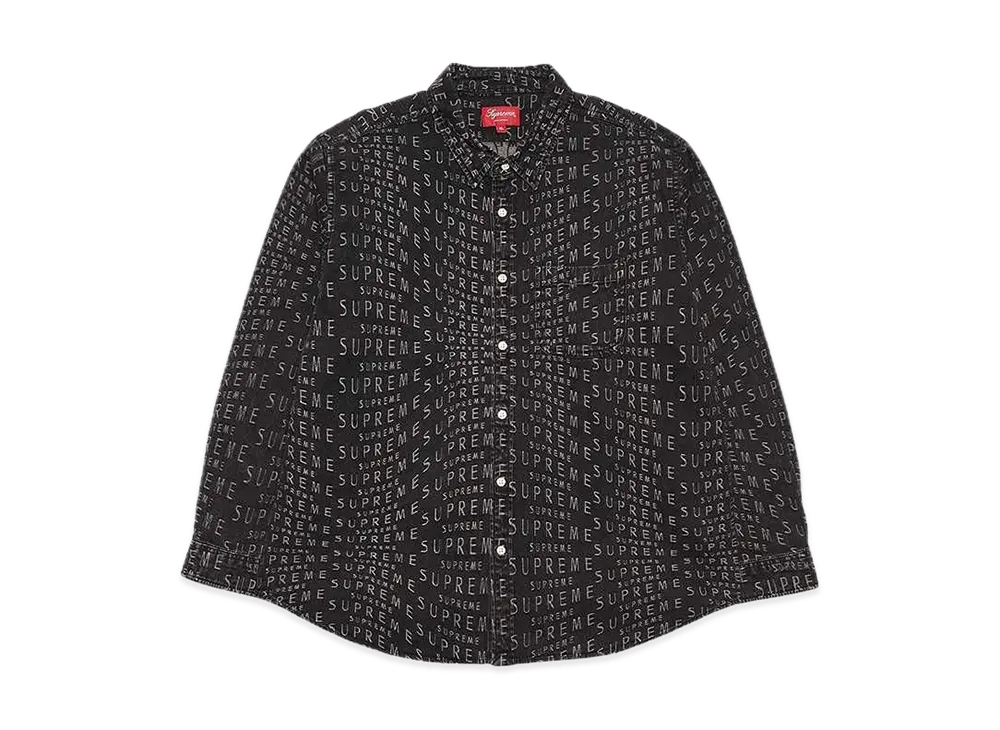Supreme Warp Jacquard Logos Denim Shirt "Black"