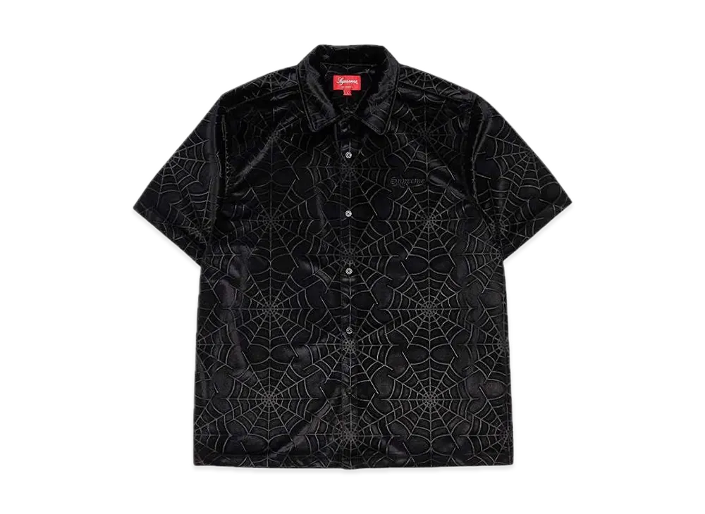 Supreme Spider Web Velvet S/S Shirt "Black"
