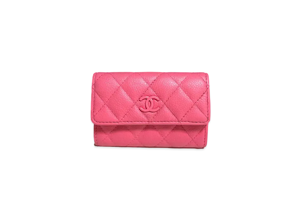CHANEL Caviarskin Matelasse Cocomark Small Flap Coin Case "Pink"