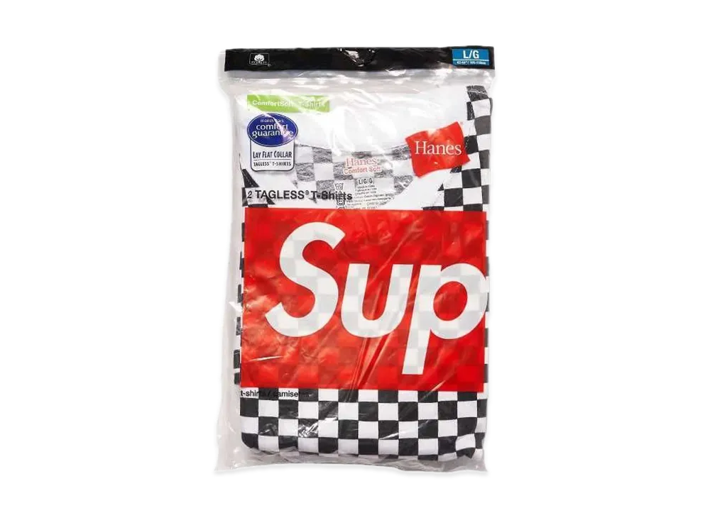Supreme x Hanes Tagless Tees (2 Pack) "Checkerboard" (18SS)