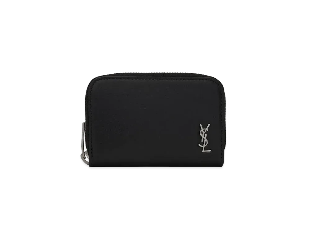 SAINT LAURENT Tainy Monogram Coin & Card Wallet "Black"