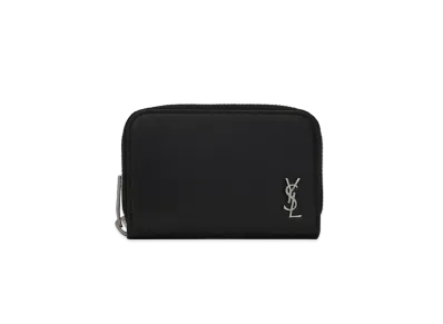 SAINT LAURENT Tainy Monogram Coin & Card Wallet "Black"