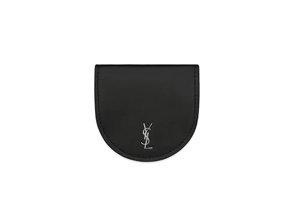SAINT LAURENT Tainy Monogram Coin Purse "Black"