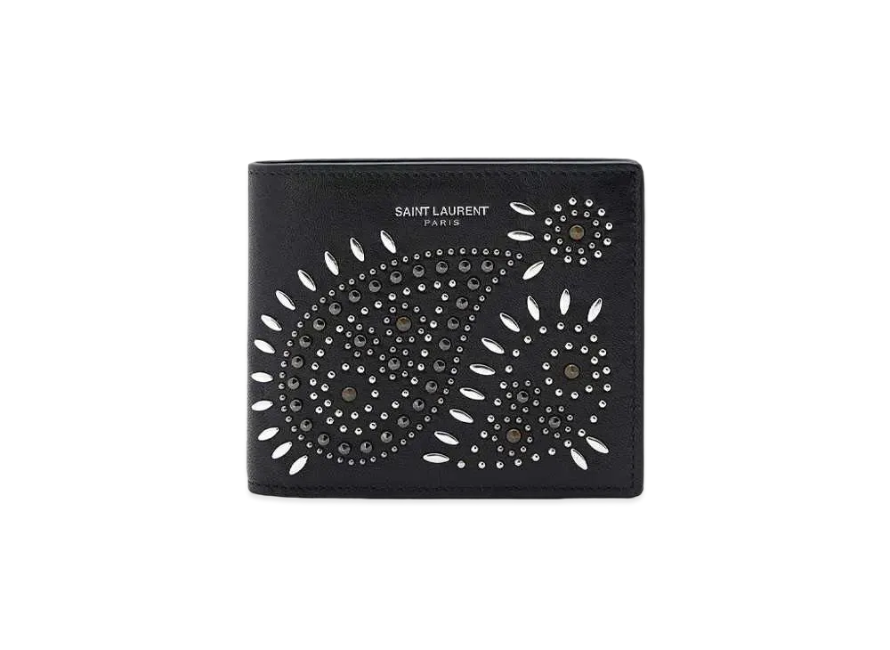 SAINT LAURENT Vintage Studs Compact Wallet "Black"
