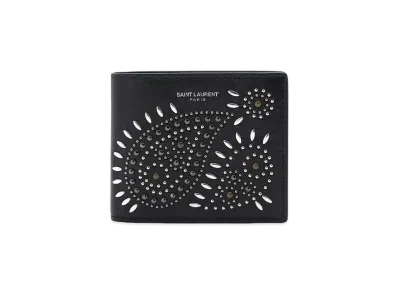 SAINT LAURENT Vintage Studs Compact Wallet "Black"