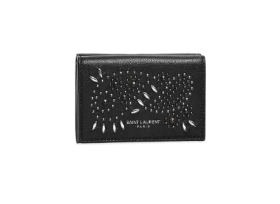 SAINT LAURENT Vintage Studs Mini Wallet "Black"