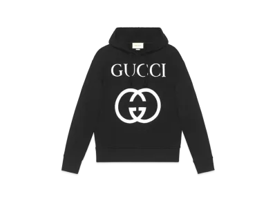 GUCCI Hooded Sweatshirt With Interlocking G "Black"