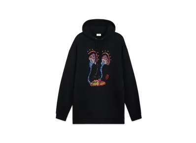 CELINE Hoodie In Cotton Fleece WITH Artist Embroidery "UNTITLED 2017" Paisley Verse Collaboration "Black"