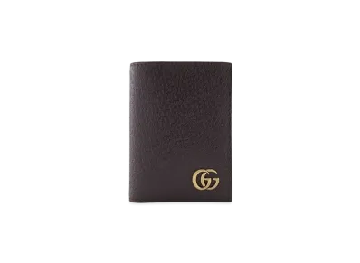GUCCI GG Marmont Leather Card Case "Dark Brown"