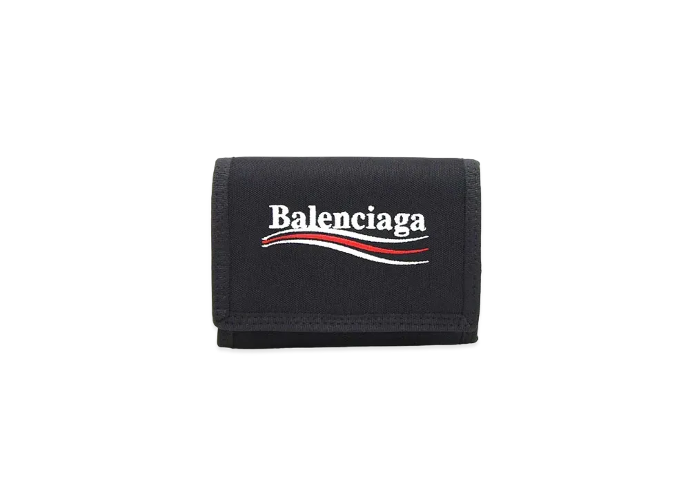 Balenciaga Political Campaign Explorer Square Coin Wallet "Black"