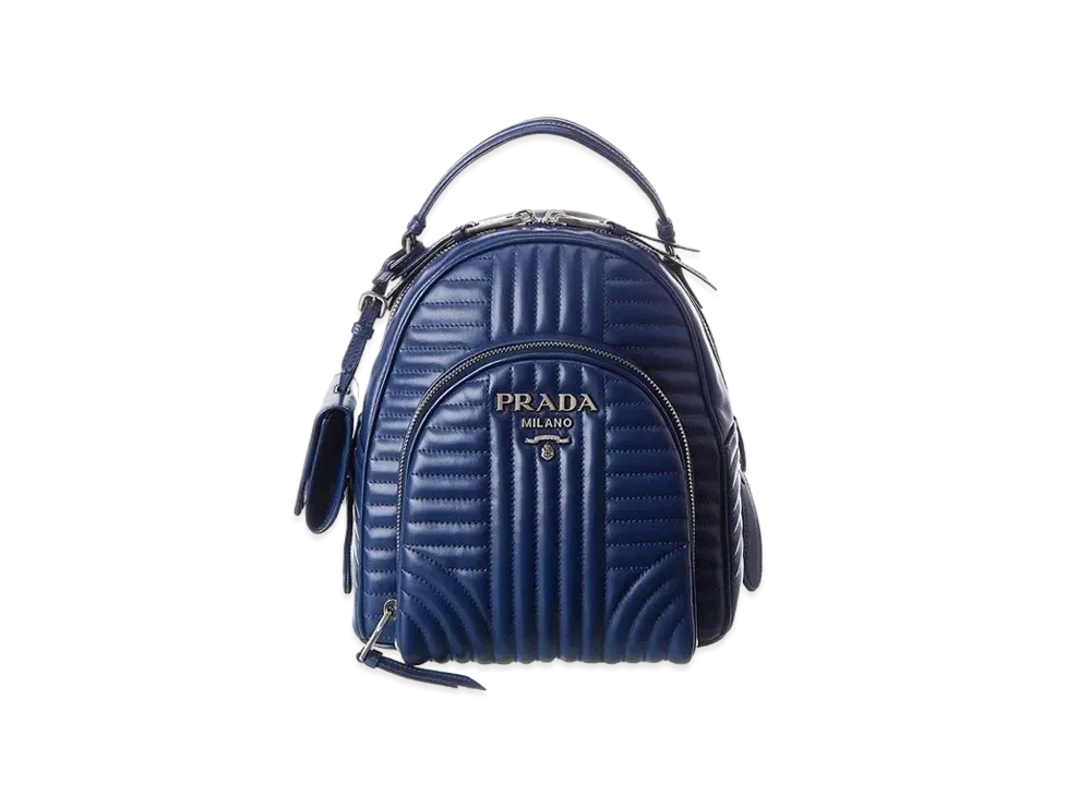 PRADA Diagramme Leather Backpack "Blue"