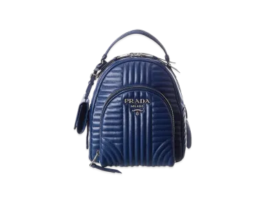 PRADA Diagramme Leather Backpack "Blue"