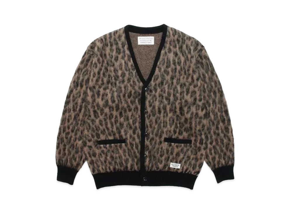 WACKO MARIA LEOPARD MOHAIR KNIT CARDIGAN "Brown"
