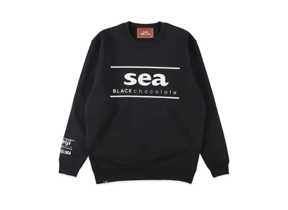 WIND AND SEA x meiji Crew Neck Sweat "Black Chocolate"