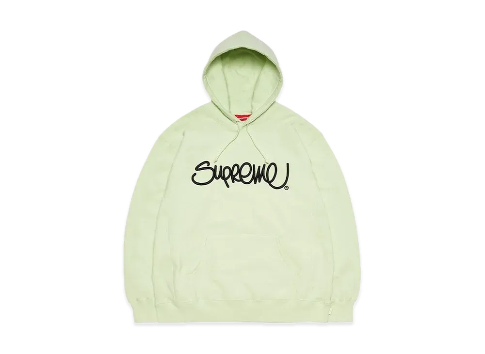 Supreme Raised Handstyle Hooded Sweatshirt "Pale Green"