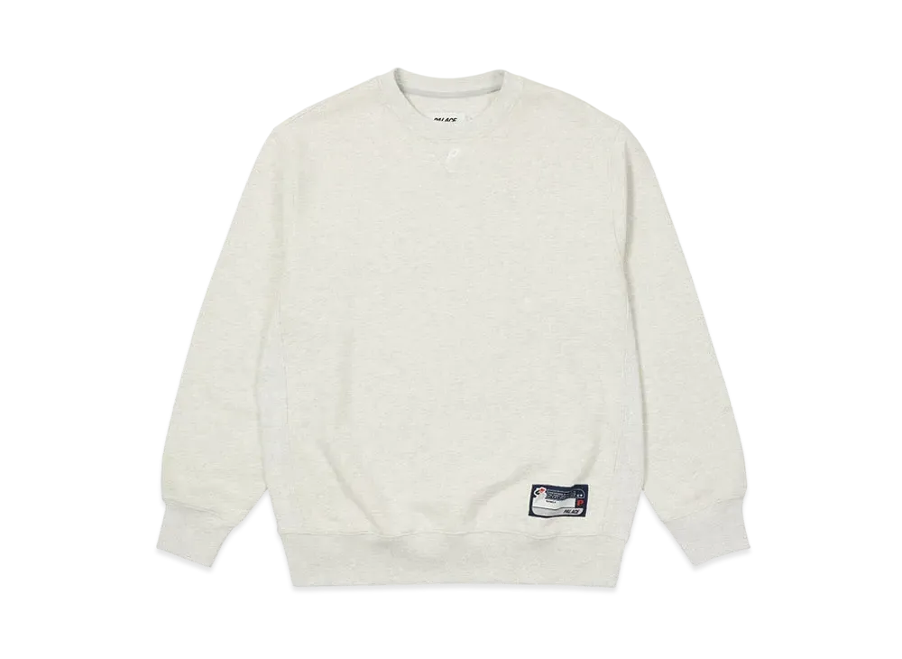 PALACE P NECK CREW "Light Grey Marl"