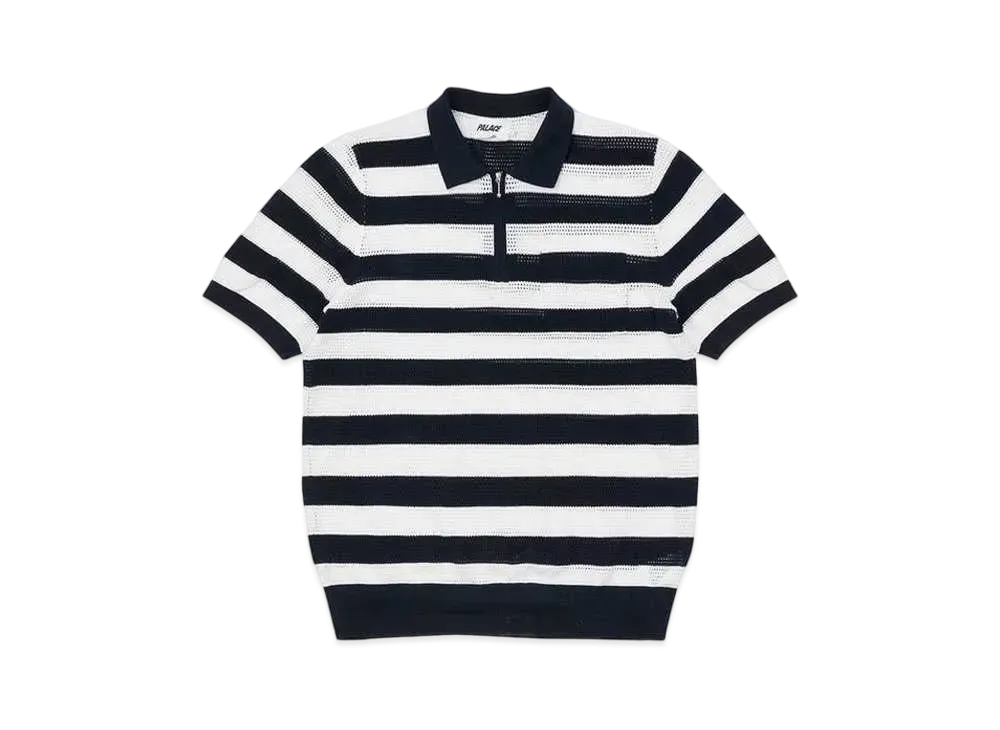PALACE STRIPE MESH POLO "Navy / White"