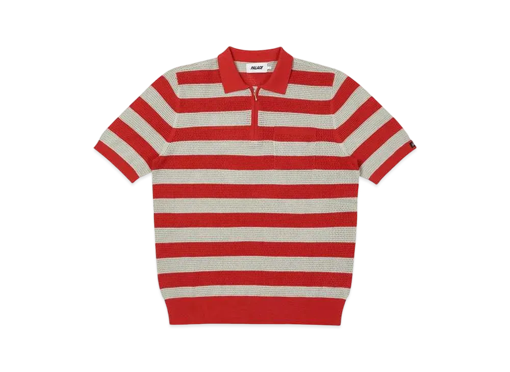 PALACE STRIPE MESH POLO "Red / Grey"