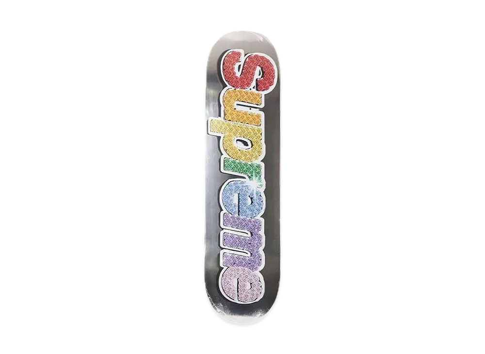 Supreme Bling Box Logo Skateboard "Platinum"