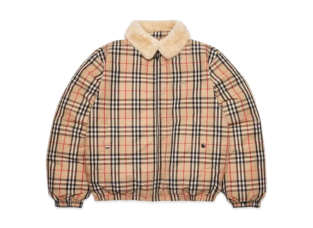 Supreme / Burberry Shearling Collar Down Puffer Jacket "Beige"
