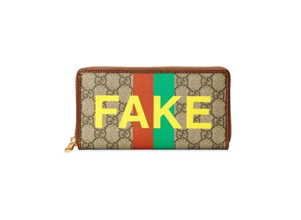 グッチ FAKE / NOT プリント ジップアラウンドウォレット 636169 2GCAG 8280