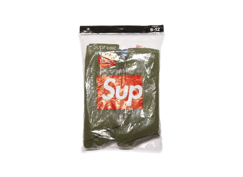 Supreme x Hanes Crew Socks (4 Pack) "Olive"
