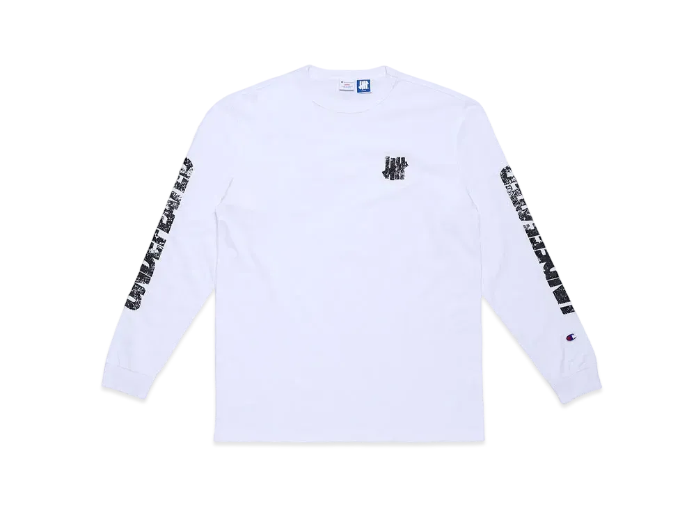 UNDEFEATED CHAMPION DISTRESSED LOGO LS TEE - C8-V405 "White"