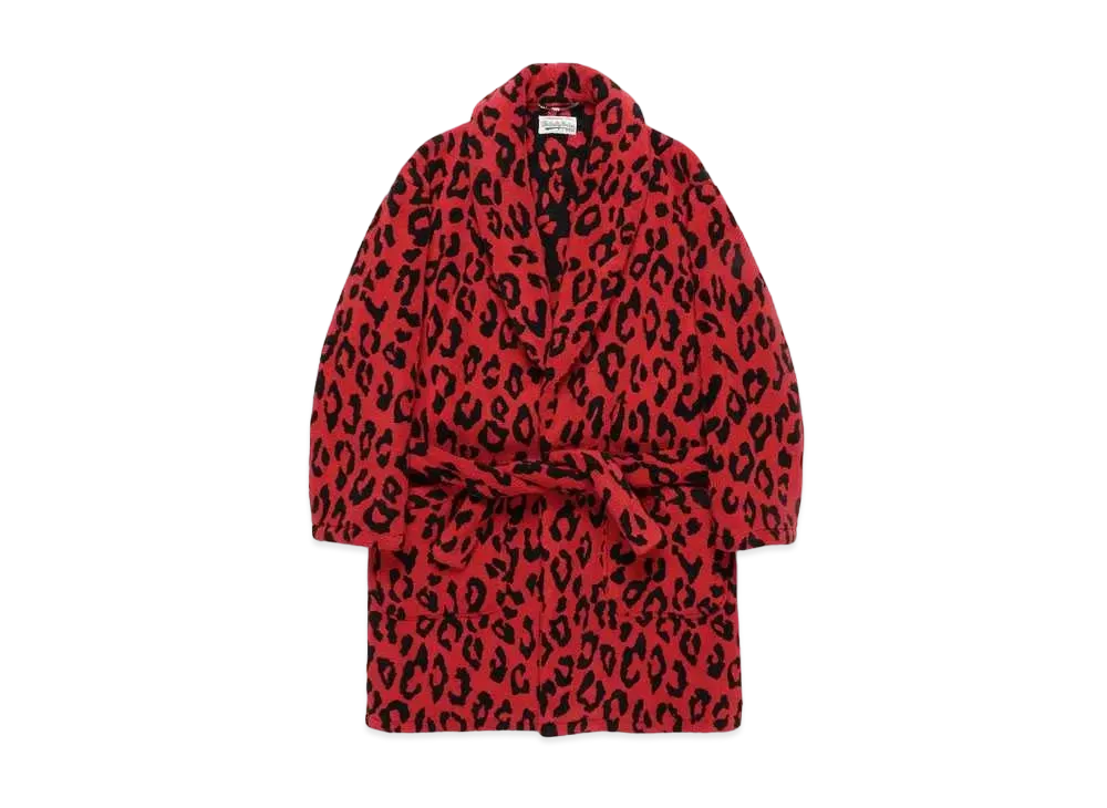WACKO MARIA LEOPARD JACQUARD GOWN COAT "Red"