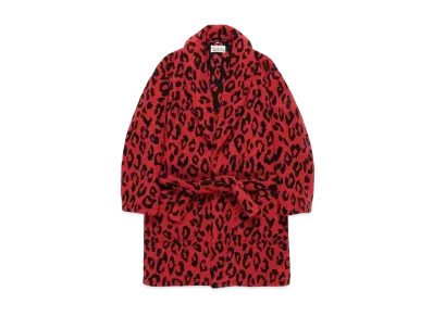 WACKO MARIA LEOPARD JACQUARD GOWN COAT "Red"