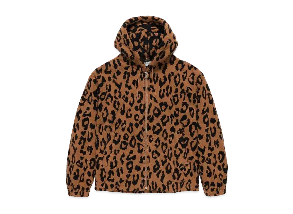 WACKO MARIA LEOPARD JACQUARD ZIP HOODED JACKET "Brown"