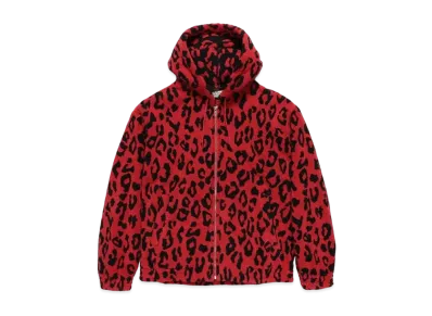 WACKO MARIA LEOPARD JACQUARD ZIP HOODED JACKET "Red"